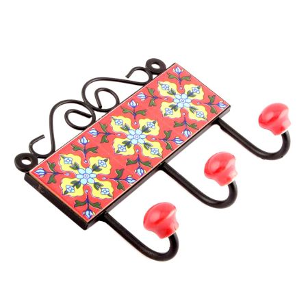  Red Turquoise Tiny Flower Tiles Hooks